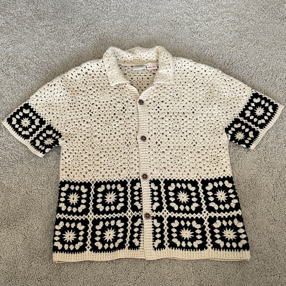 Zara Kids Crochet Short Sleeve Cardigan in Cream